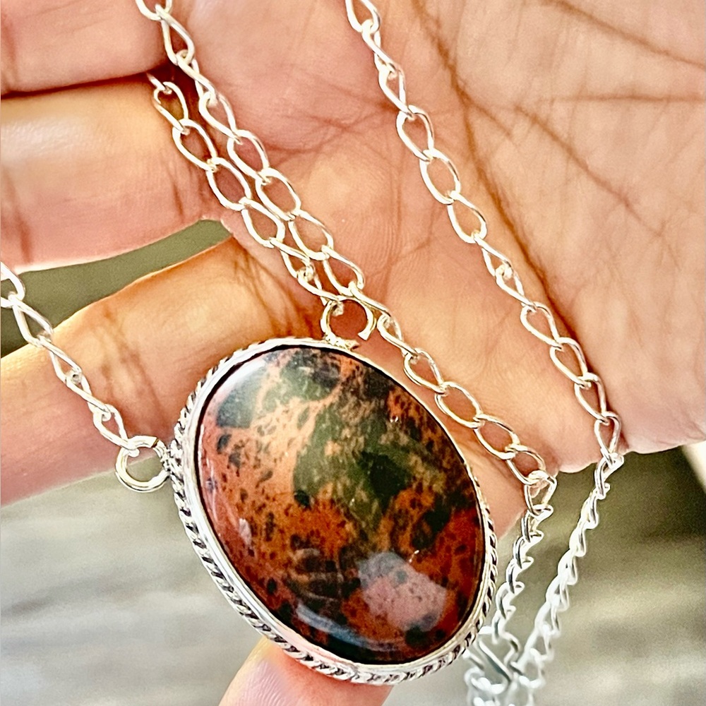 Mahogany Obsidian Pendant Necklace
